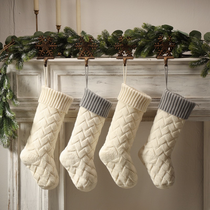 Knitted Christmas Stockings Large Size Cable Knit Holiday Decorative Gifts